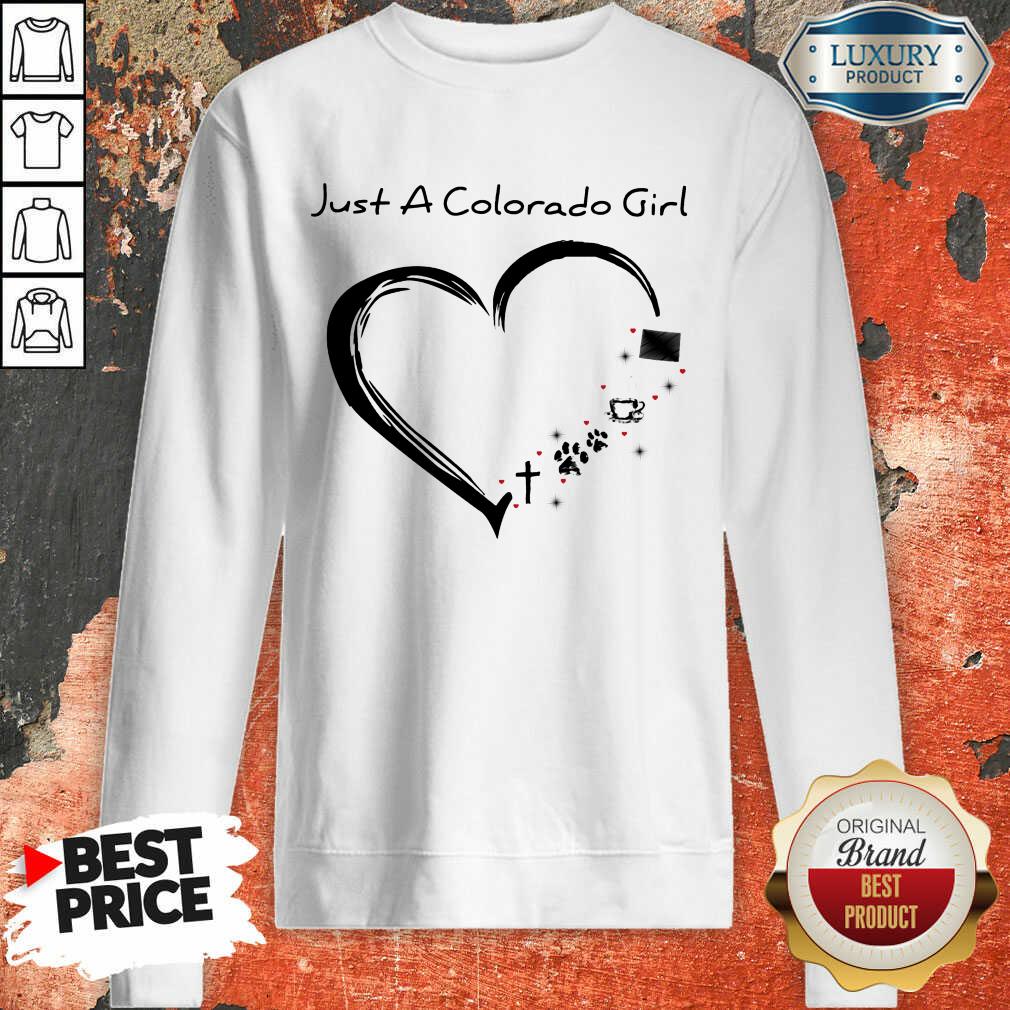 Just A Colorado Girl Heart Cross Paw Coffee Shirt