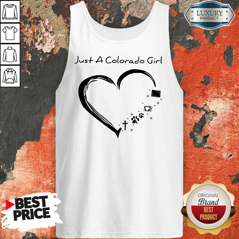 Just A Colorado Girl Heart Cross Paw Coffee Shirt