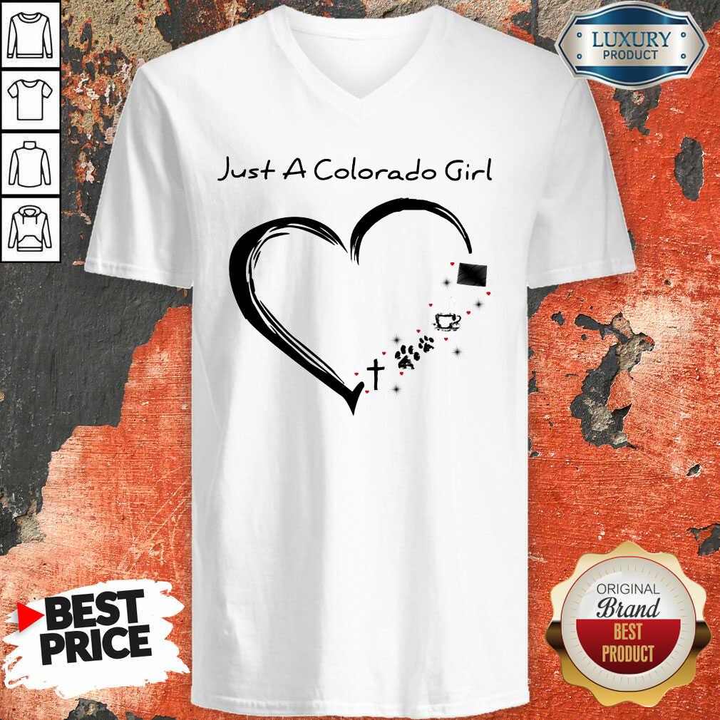 Just A Colorado Girl Heart Cross Paw Coffee Shirt