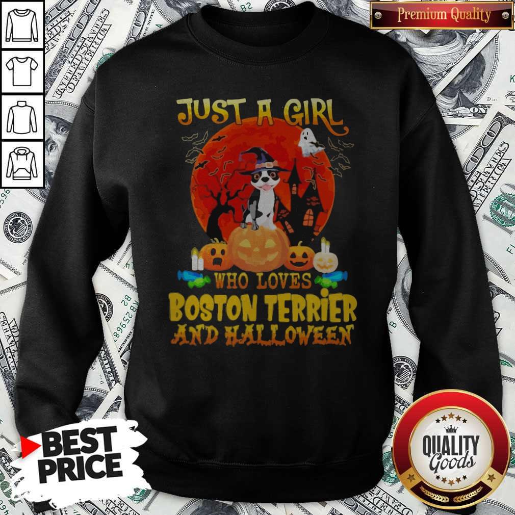 Just A Girl Who Loves Boston Terrier And Halloween Shirt
