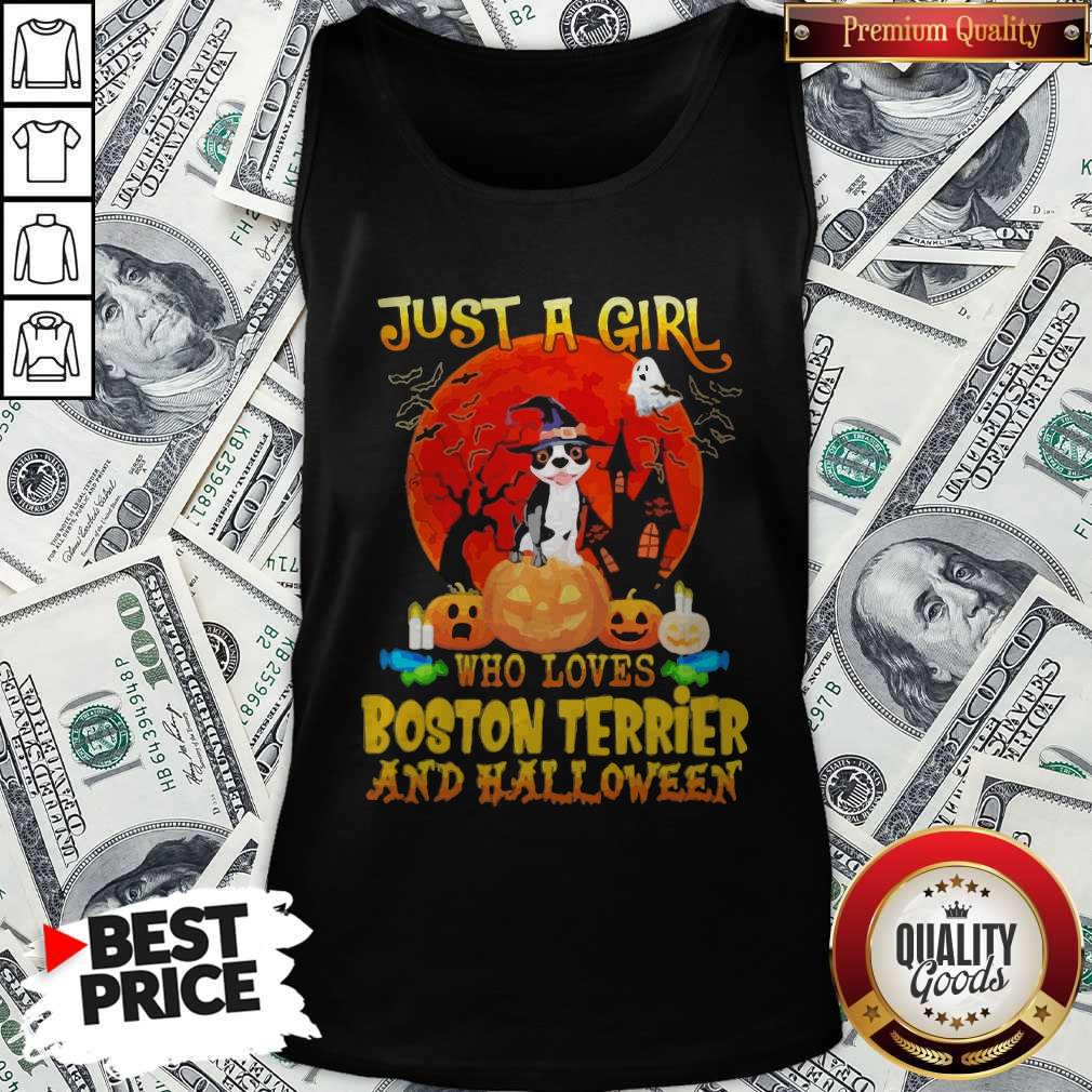Just A Girl Who Loves Boston Terrier And Halloween Shirt