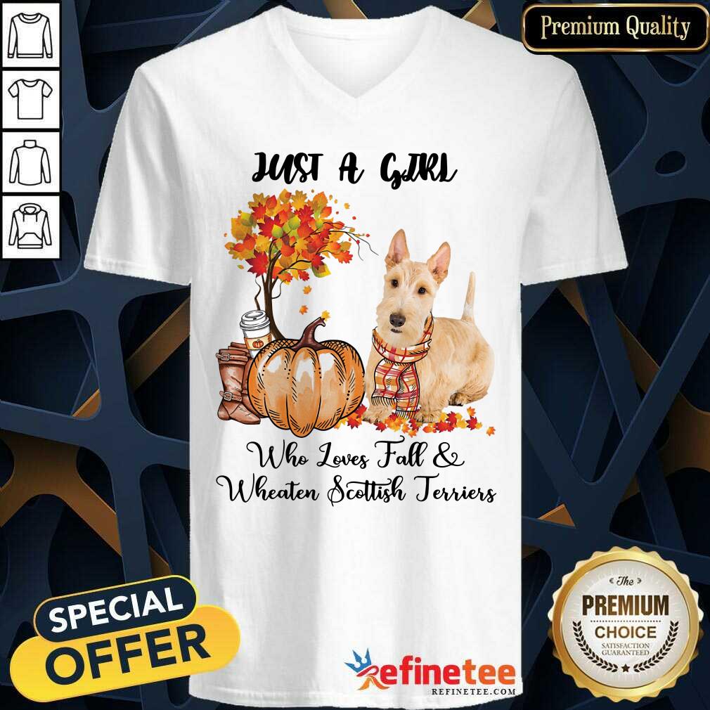 Just A Girl Who Loves Fall And Wheaten Scottish Terrier Shirt