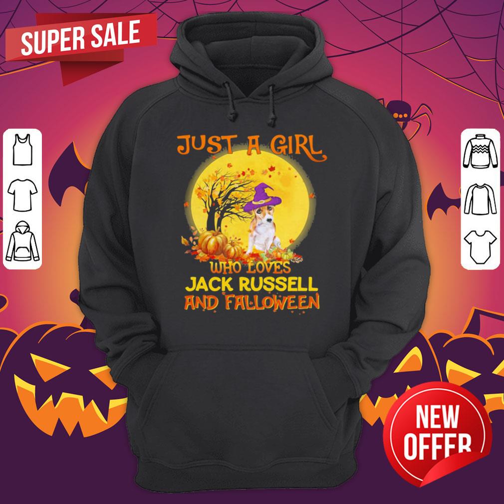 Just A Girl Who Loves Jack Russell And Falloween Pumpkin Sunset Hallowee Shirt