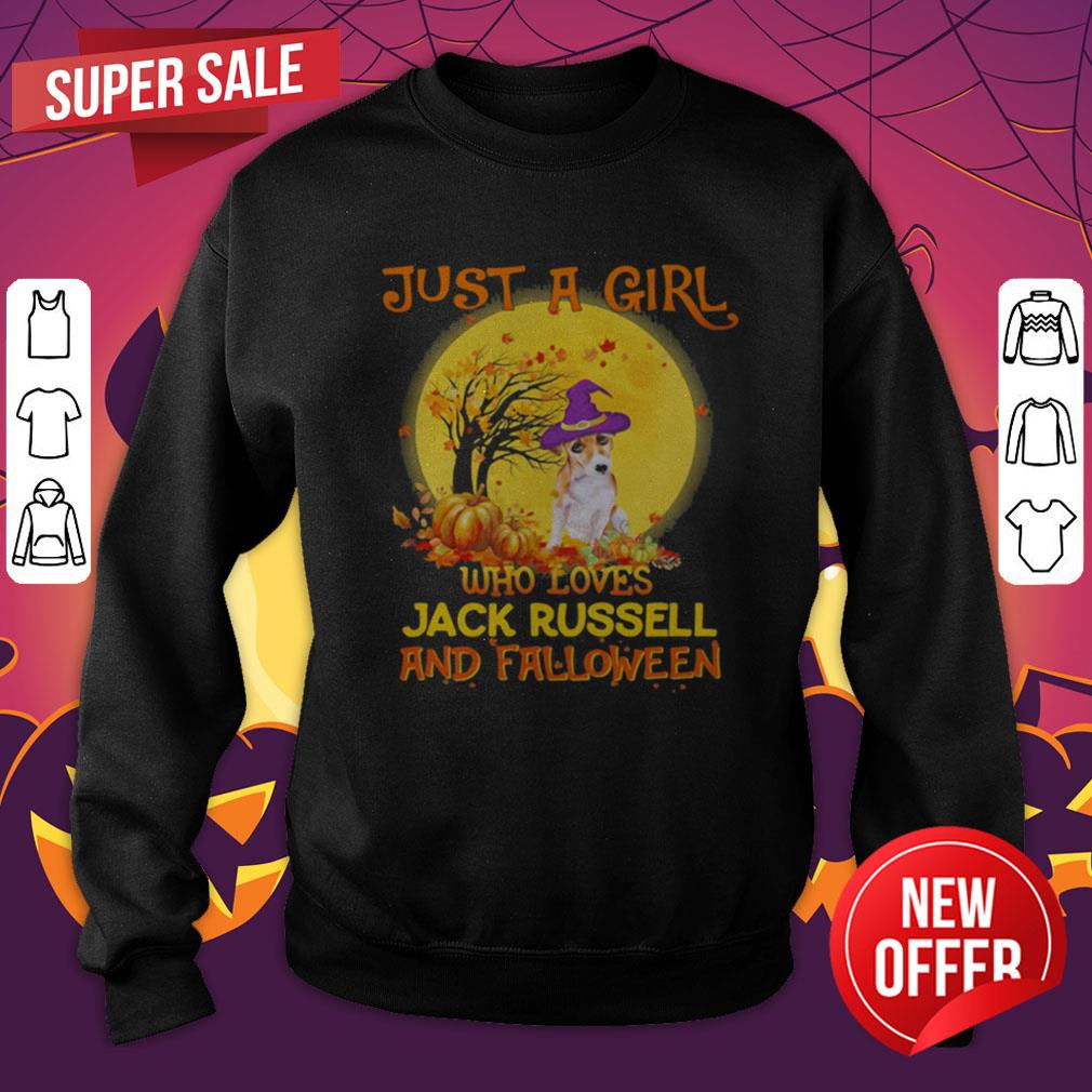 Just A Girl Who Loves Jack Russell And Falloween Pumpkin Sunset Hallowee Shirt