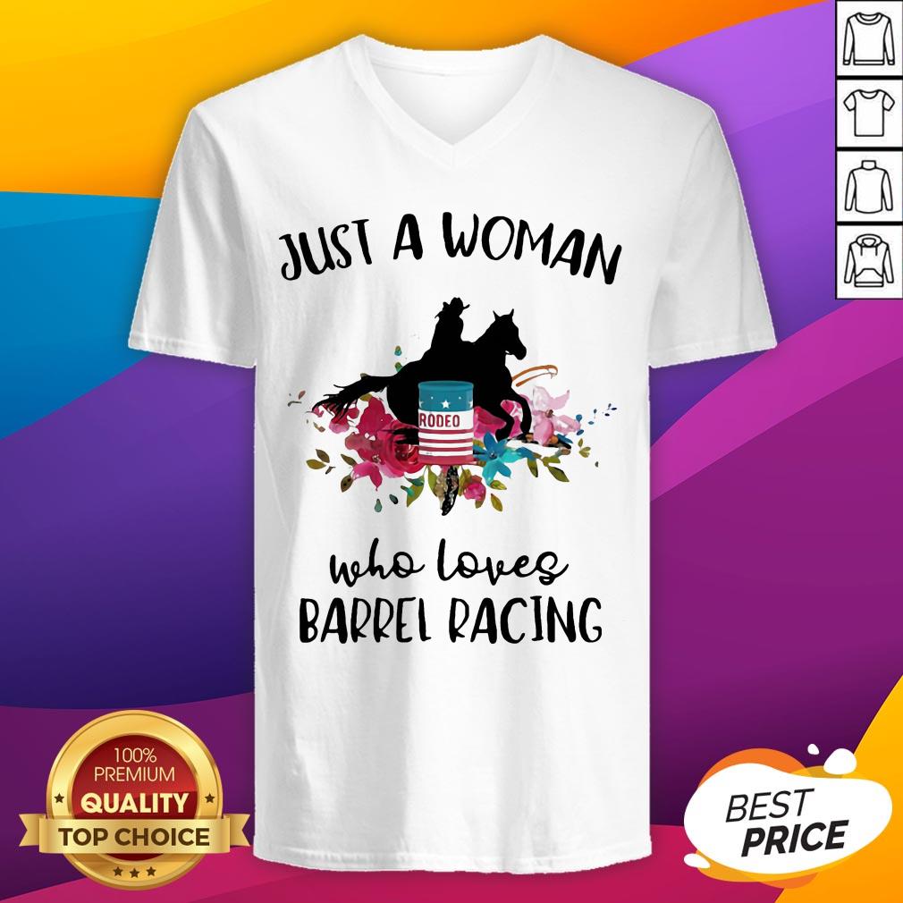 Just A Woman Who Loves Barrel Racing Horse Flowers Shirt