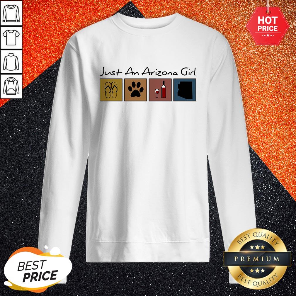 Just An Arizona Girl Flip Flop Cat Paw Wine Shirt