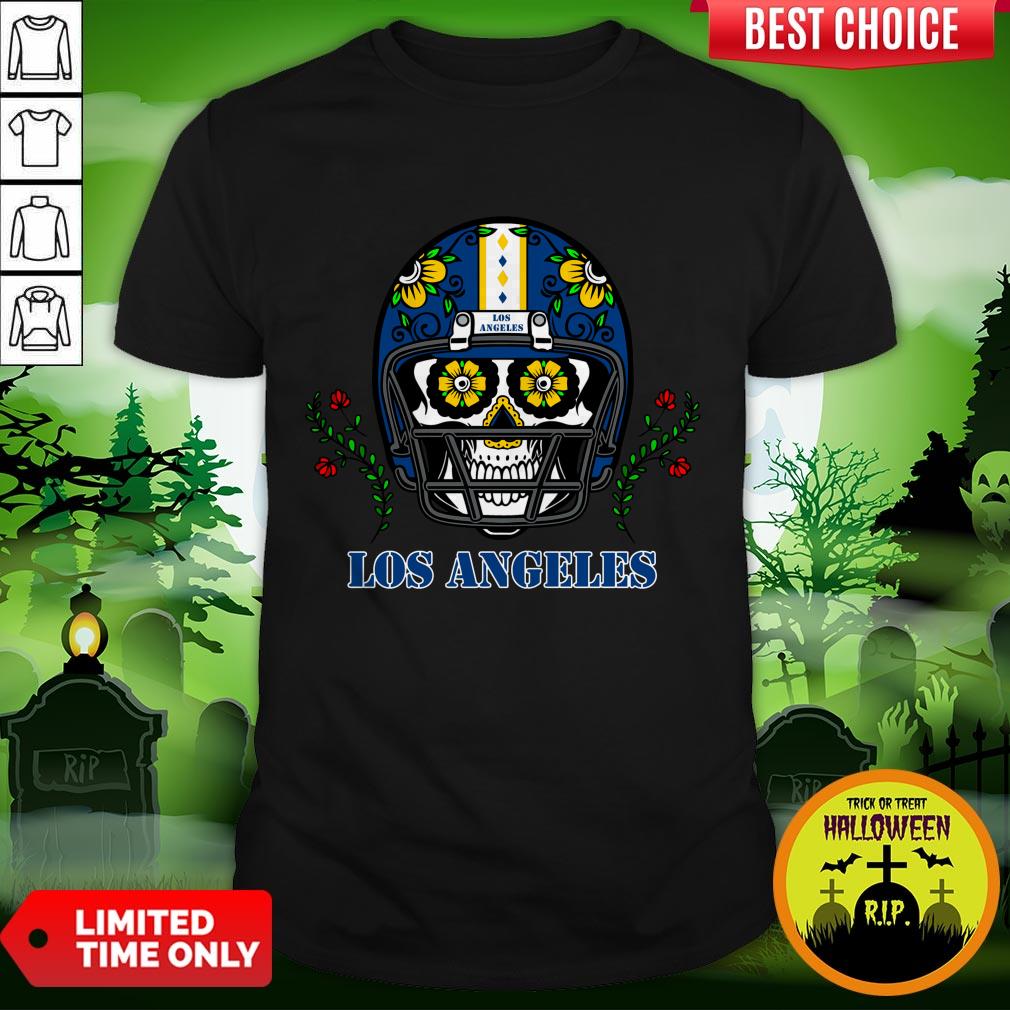 LA Los Angeles Football Helmet Sugar Skull Day Of The Dead T-Shirt
