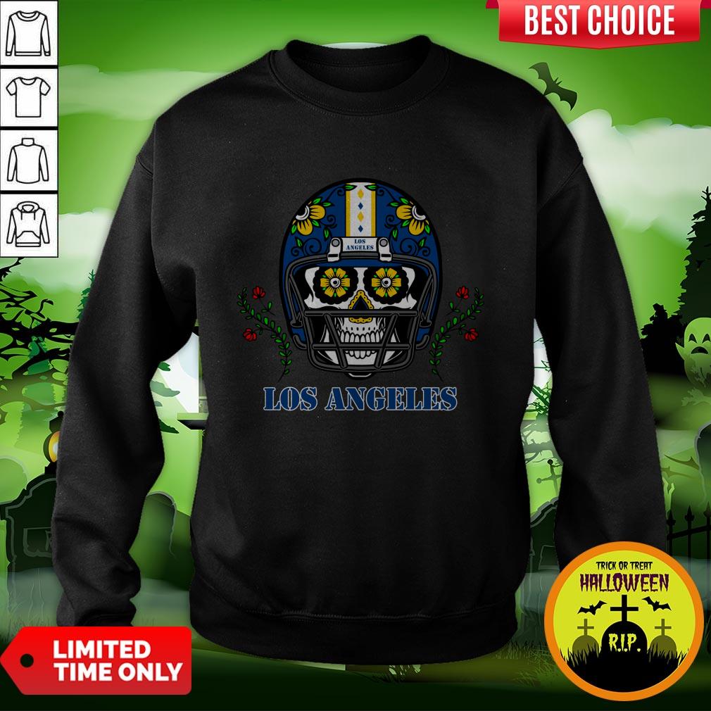 LA Los Angeles Football Helmet Sugar Skull Day Of The Dead T-Shirt
