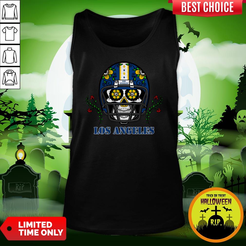 LA Los Angeles Football Helmet Sugar Skull Day Of The Dead T-Shirt