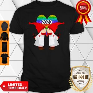 Vintage Gnome Couple Lesbian Valentines Day 2020 Shirt