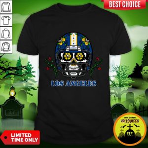 LA Los Angeles Football Helmet Sugar Skull Day Of The Dead T-Shirt