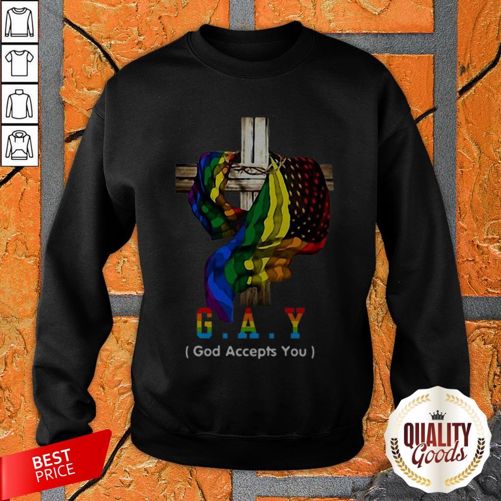 LGBT Cross Jesus Gay God Accepts You Perfect Official Top Premium Shirt