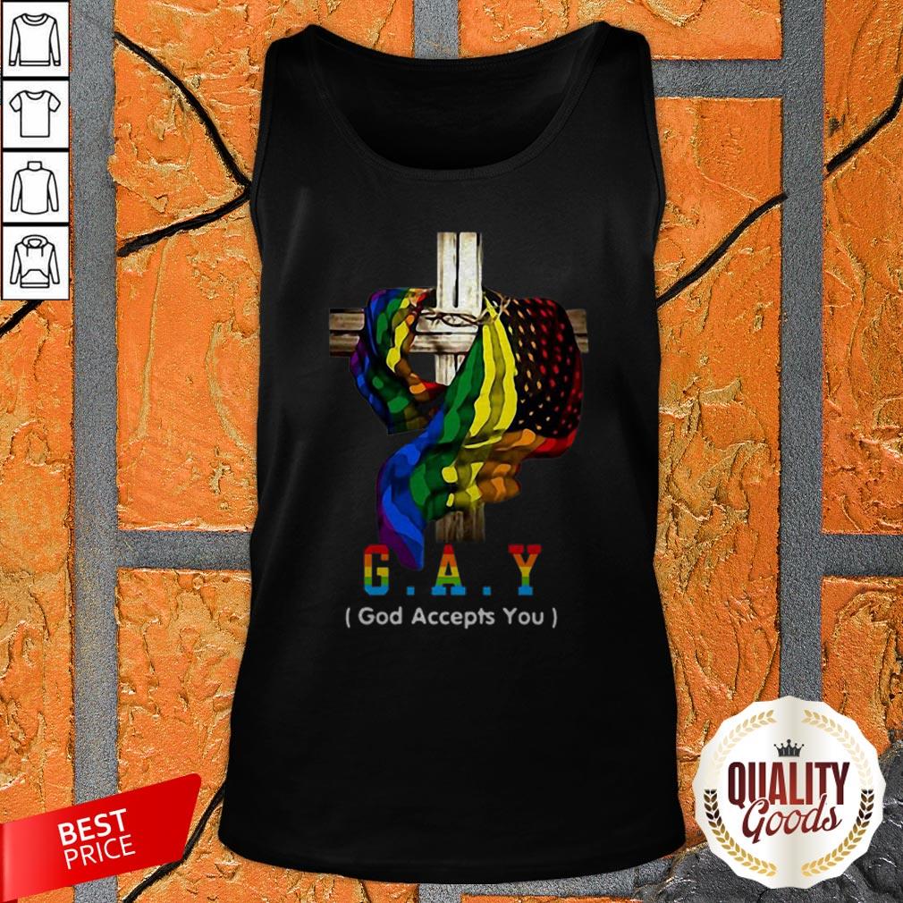 LGBT Cross Jesus Gay God Accepts You Perfect Official Top Premium Shirt