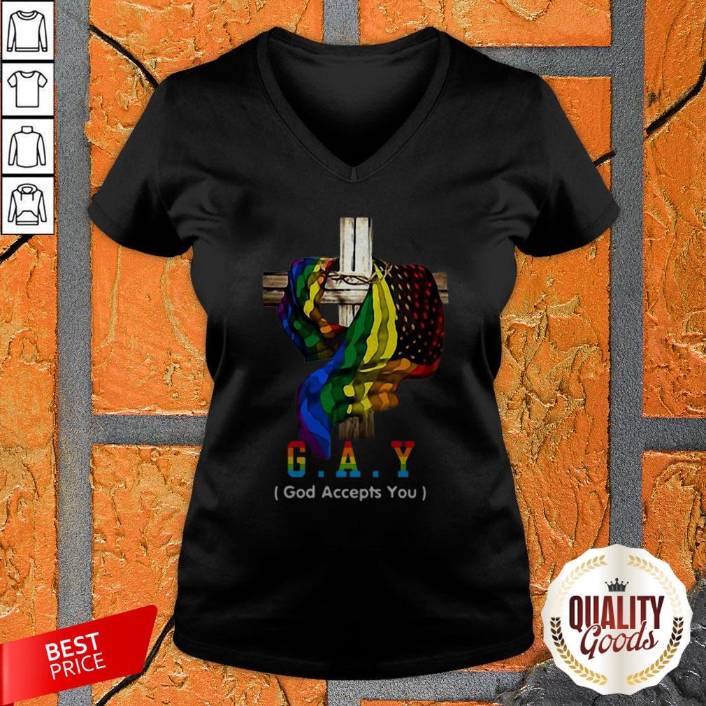 LGBT Cross Jesus Gay God Accepts You Perfect Official Top Premium Shirt