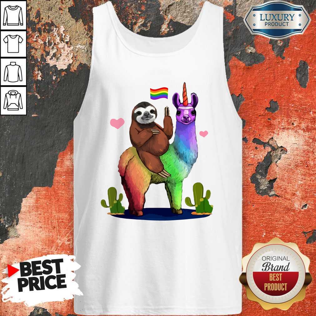 LGBT Sloth Riding A Llama Gay Lesbian Pride Shirt