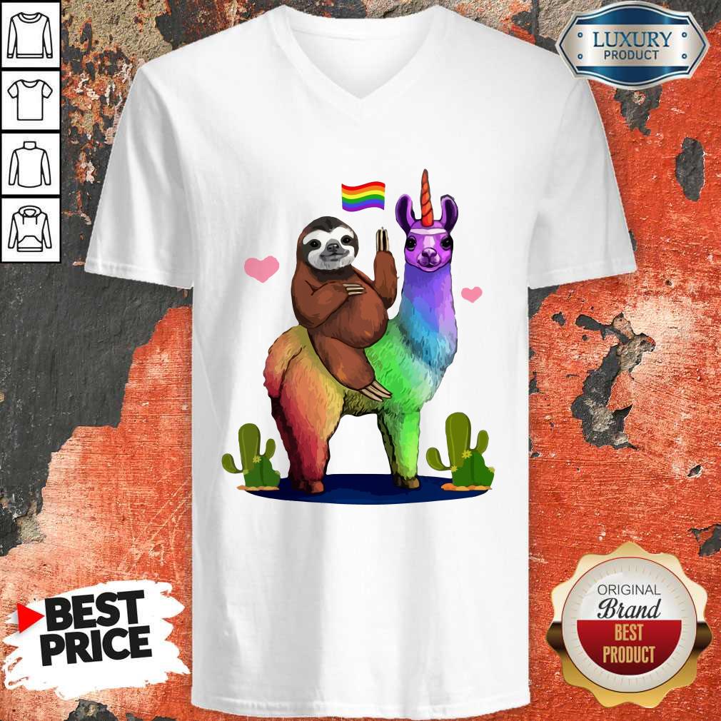 LGBT Sloth Riding A Llama Gay Lesbian Pride Shirt