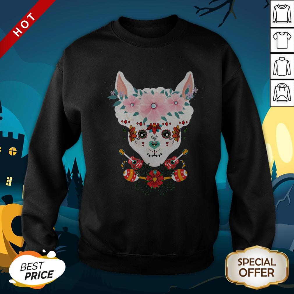 LLama Dia De Los Muertos Day Of The Dead Alpaca Calavera Shirt