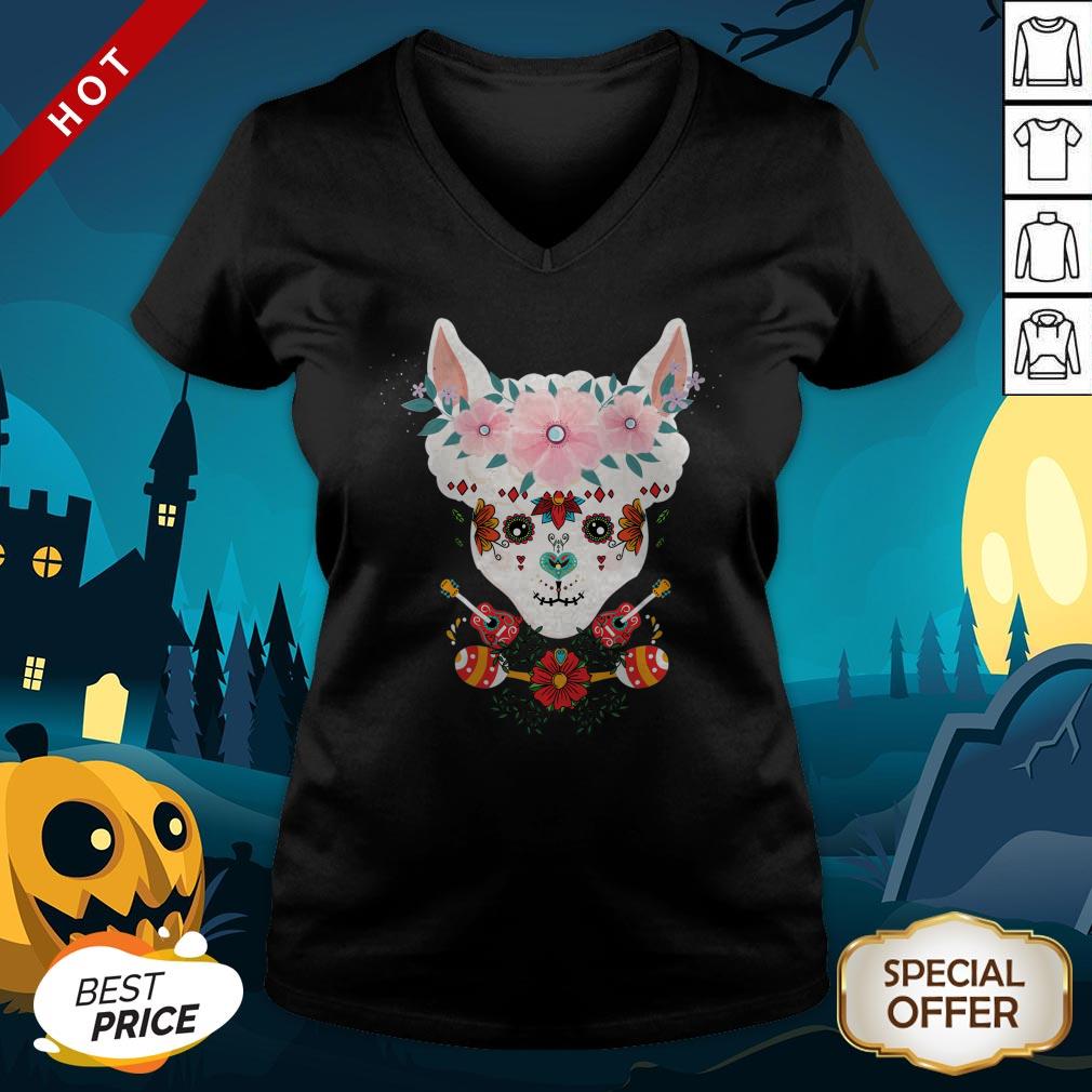 LLama Dia De Los Muertos Day Of The Dead Alpaca Calavera Shirt
