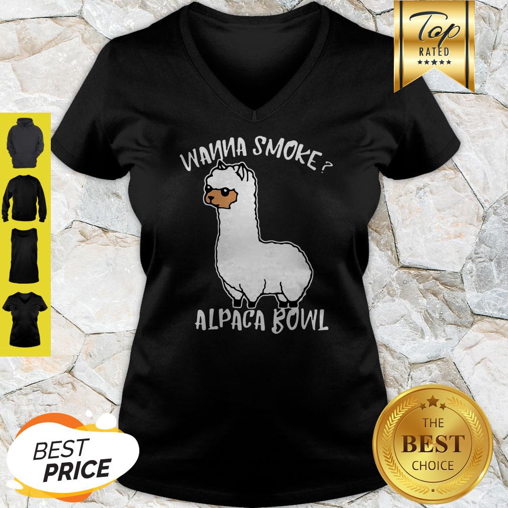 Llama Wanna Smoke Alpaca Bowl Shirt