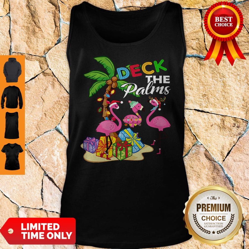 Official Deck The Palms Merry Flamingo Christmas Shirt