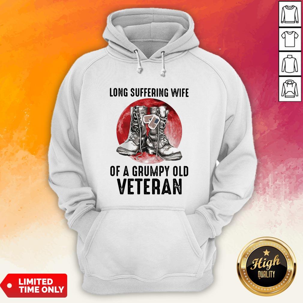 Long Suffering Wife Of A Grumpy Old Veteran Boots Blood Moon Shirt