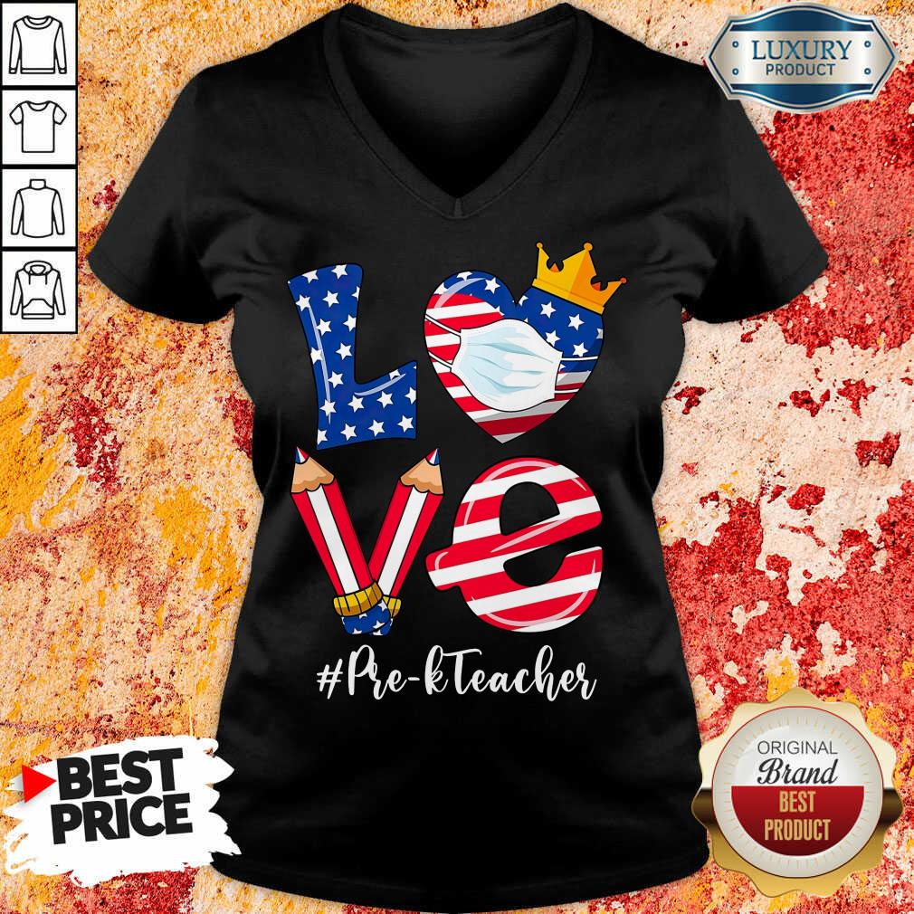 Love American Flag Pre-K Teacher Shirt