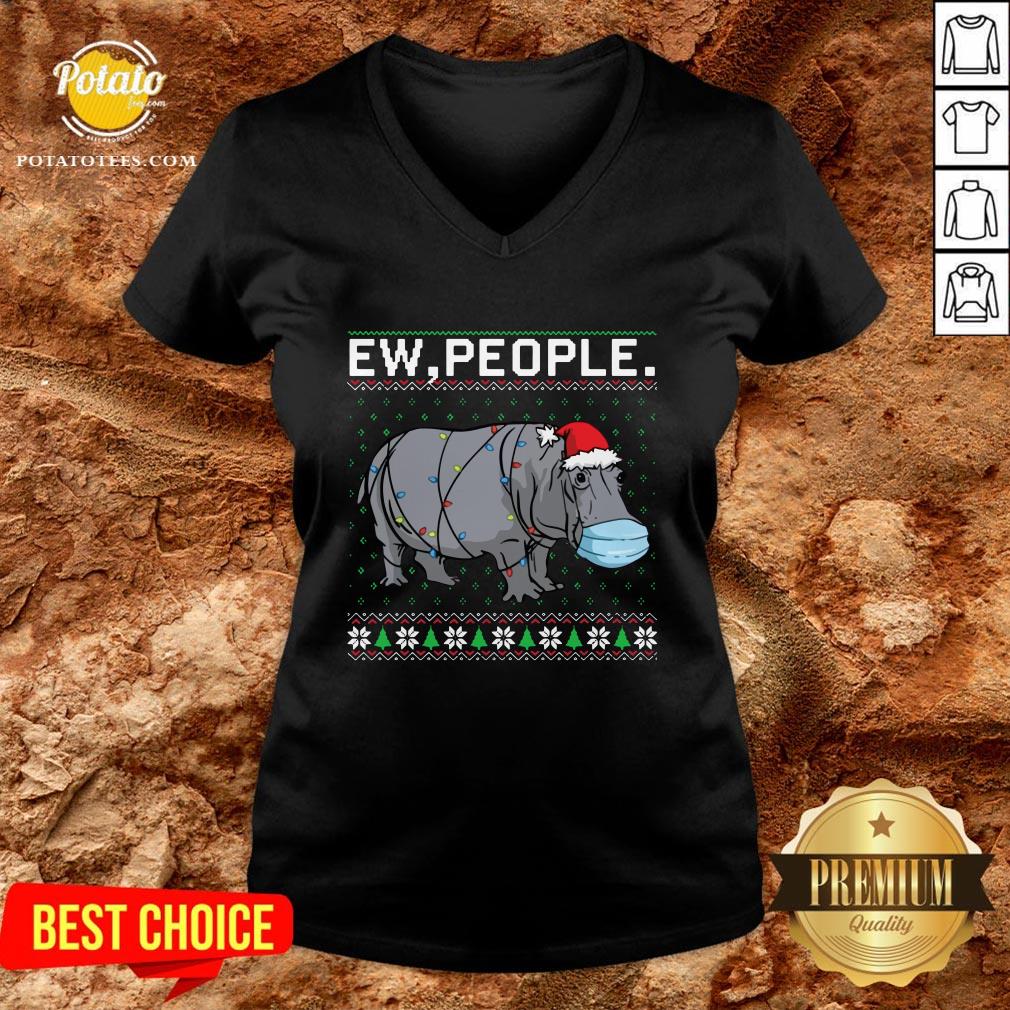 Love Hippopotamus Face Mask Ew People Ugly Christmas Shirt