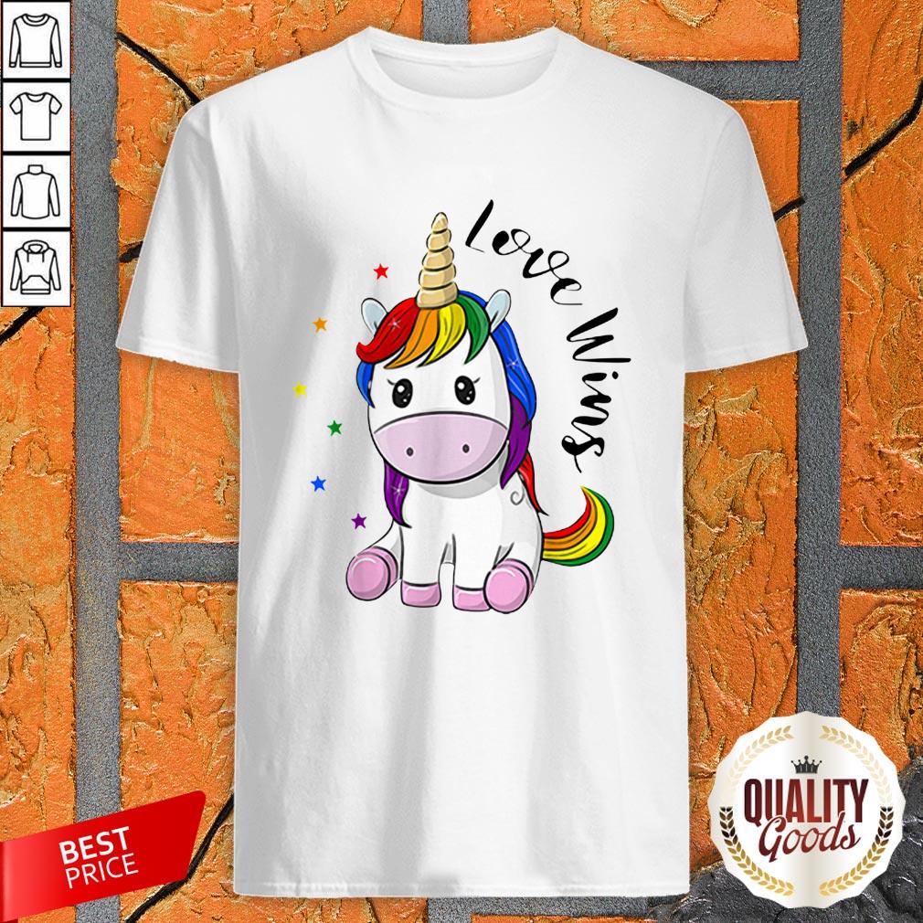 Love Wins LGBT Gay Lesbian Pride Month Rainbow Unicorn Shirt