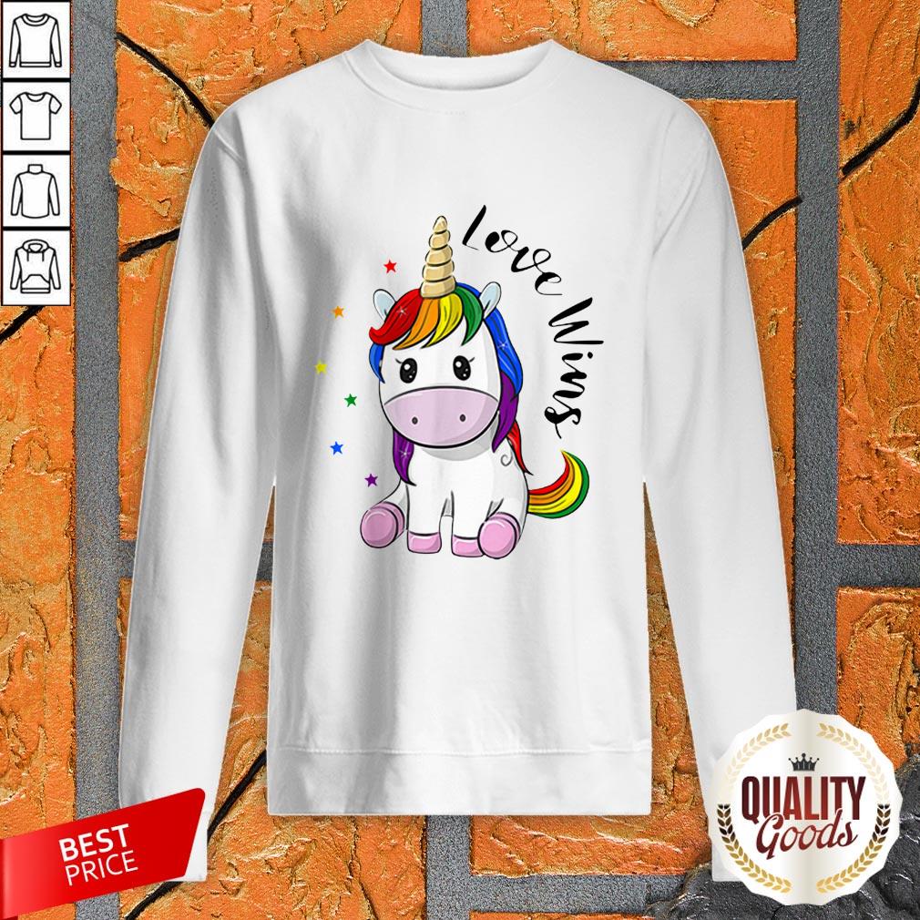 Love Wins LGBT Gay Lesbian Pride Month Rainbow Unicorn Shirt