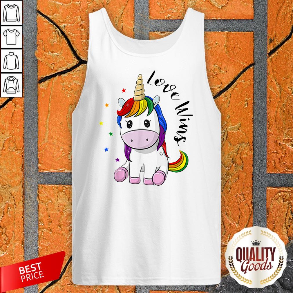 Love Wins LGBT Gay Lesbian Pride Month Rainbow Unicorn Shirt
