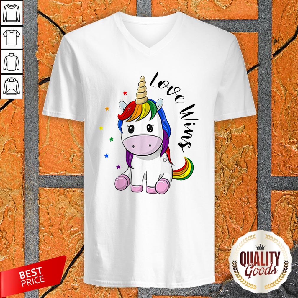 Love Wins LGBT Gay Lesbian Pride Month Rainbow Unicorn Shirt