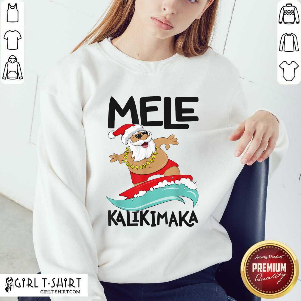 Lovely Mele Kalikimaka Hawaiian Christmas Hawaii Surfing Santa Shirt