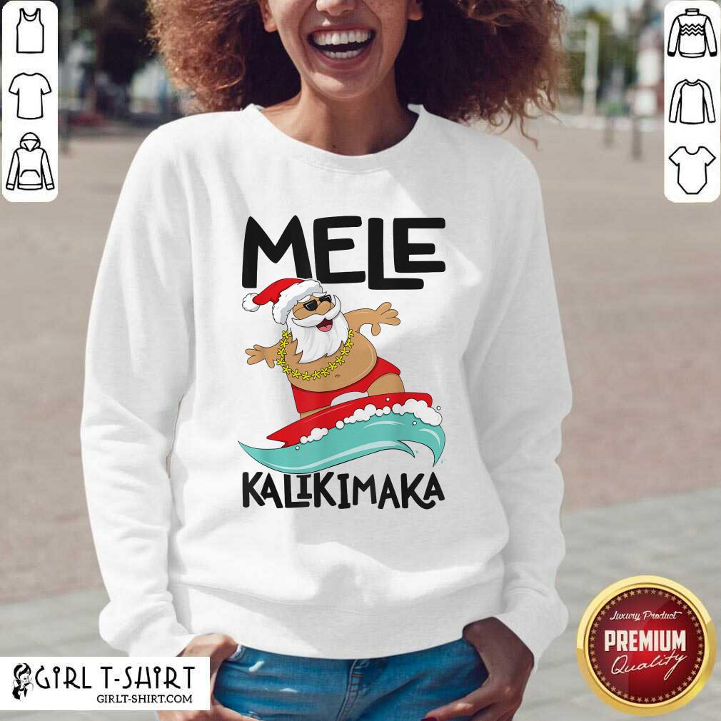 Lovely Mele Kalikimaka Hawaiian Christmas Hawaii Surfing Santa Shirt