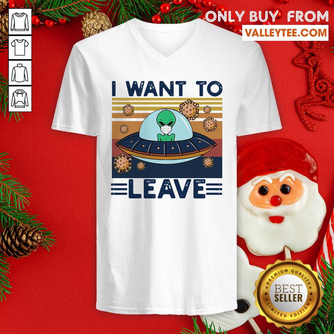Lovely UFO Alien Face Mask I Want To Leave Vintage Retro Shirt