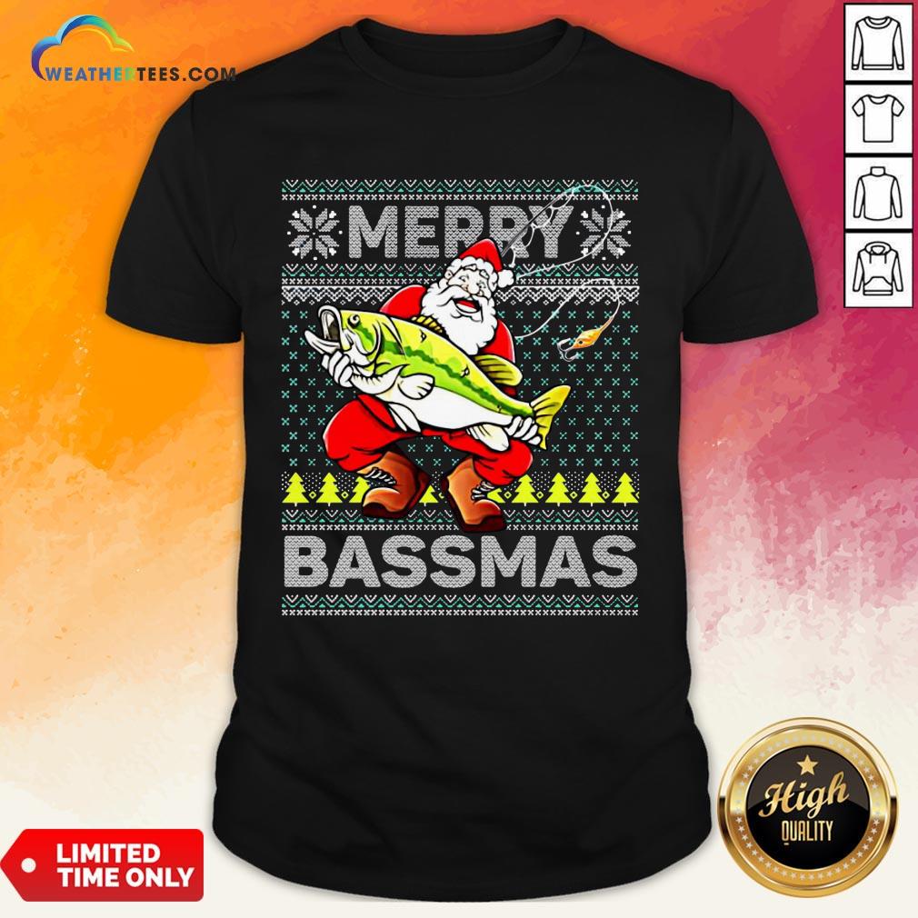 Merry Bassmas Fish Santa Christmas Shirts
