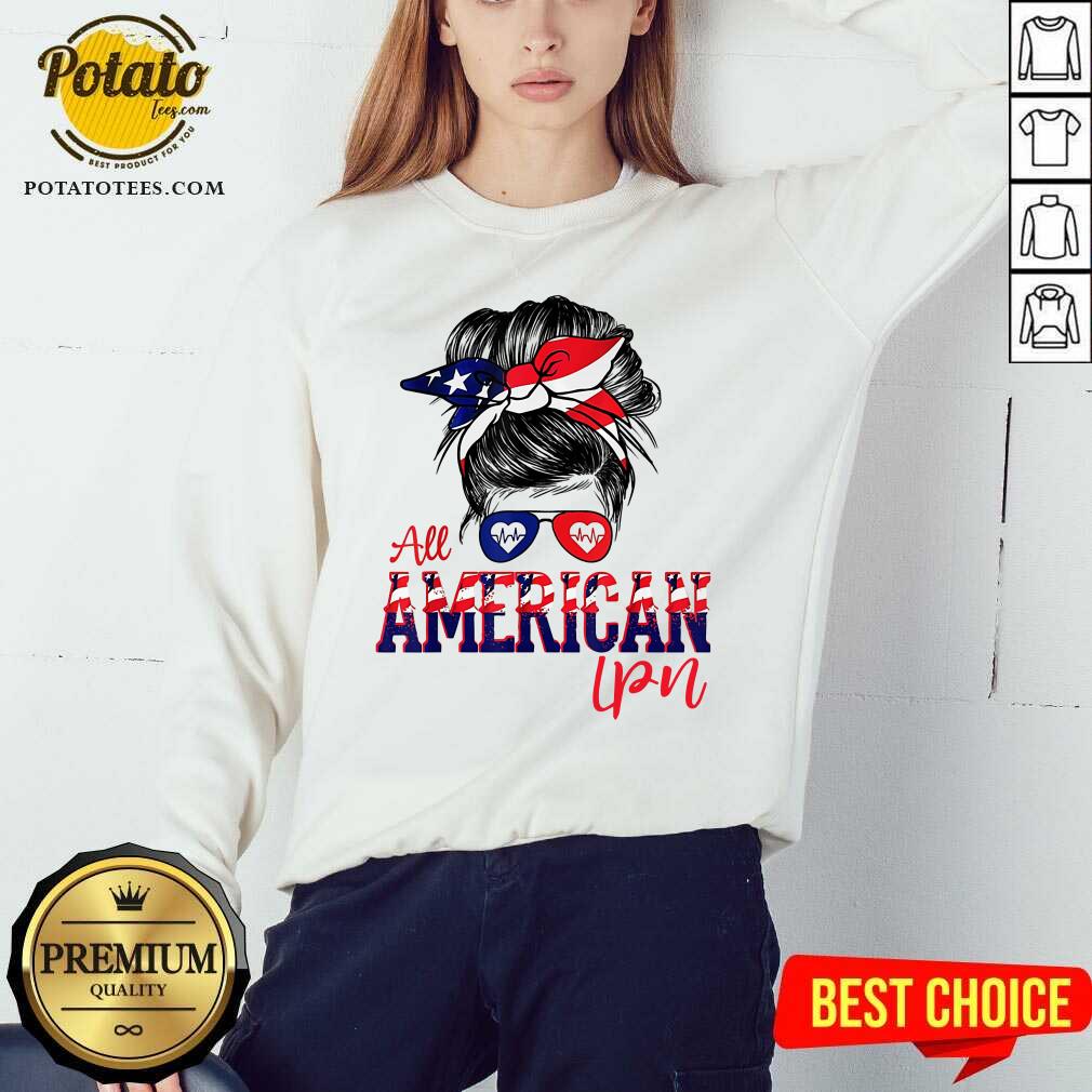 Messy Bun All American LPN Nurse Shirt