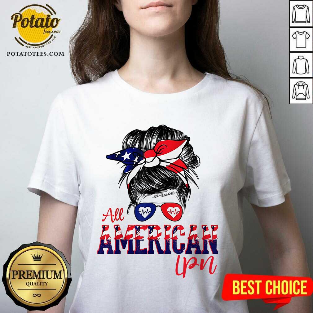 Messy Bun All American LPN Nurse Shirt