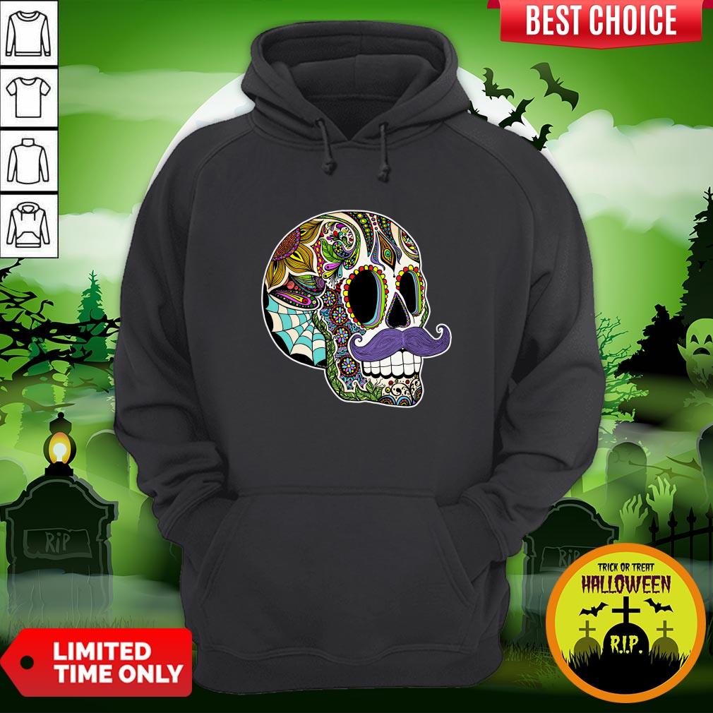 Mustache Sugar Skull Color Day Of The Dead Dia De Los Muertos Shirt