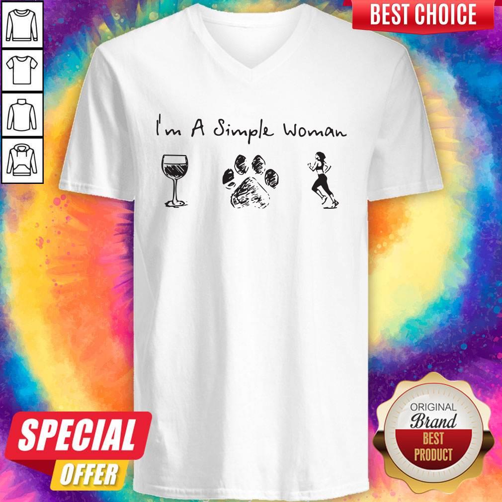 Never I’m A Simple Woman Wine Dog Paw And Running Shirt