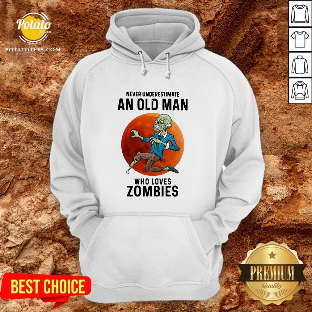 Never Underestimate An Old Man Who Loves Zombies Moon Shirt