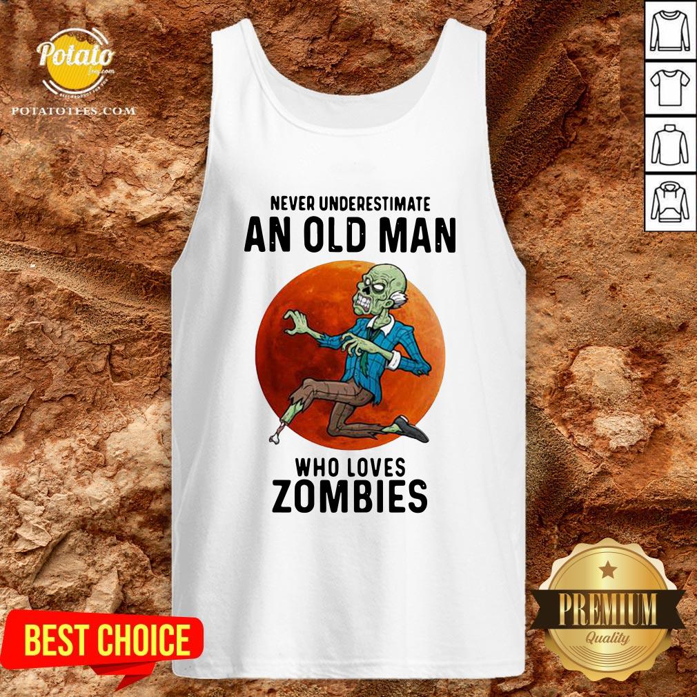Never Underestimate An Old Man Who Loves Zombies Moon Shirt