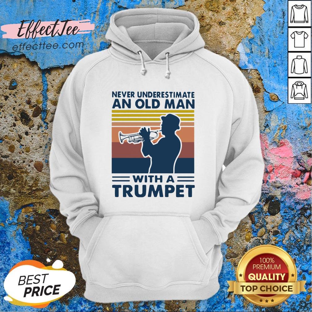 Never Underestimate An Old Man With A Trumpet Vintage Retro Shirt