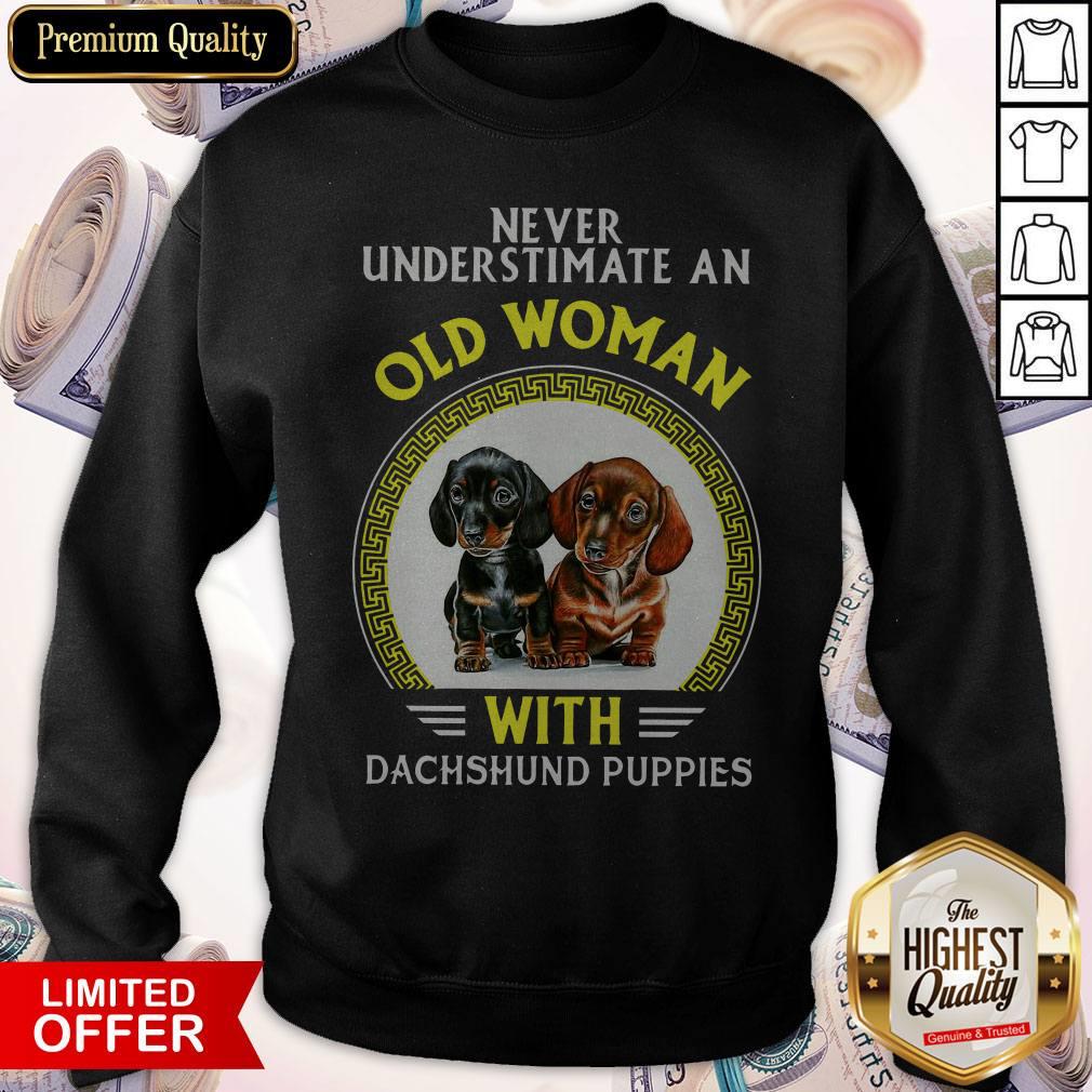 Never Underestimate An Old Woman With Dachshund Puppies Shirt