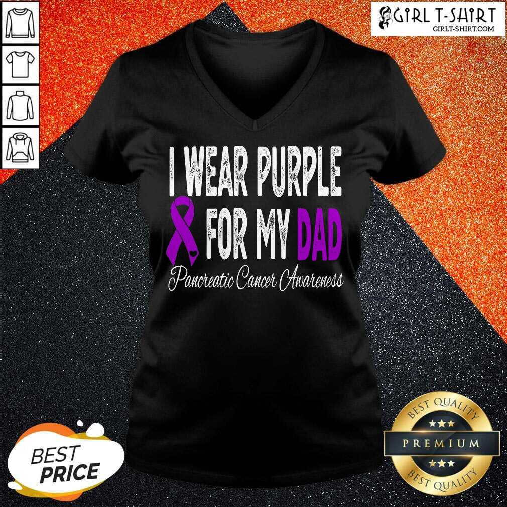 New I Wear Purple For My Dad Pancreatic Cancer Awareness Ribbon Shirt
