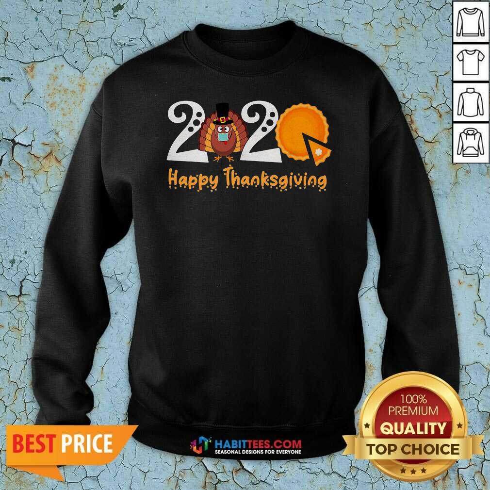 Nice 2020 Happy Thanksgiving Turkey Wearing Mask Pumpkin Cake Shirt