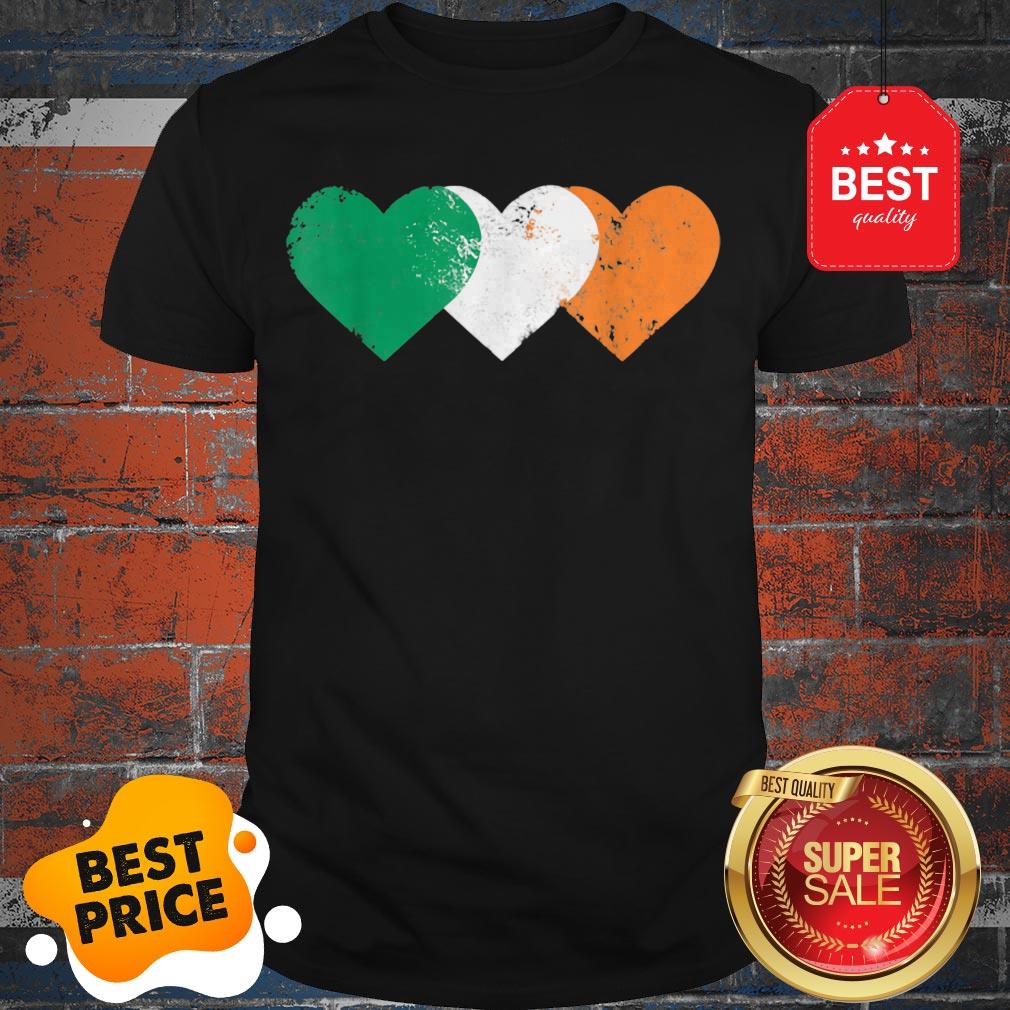 Nice 3 Hearts Ireland Flag TShirt St. Patricks Day Irish Flags Shirt