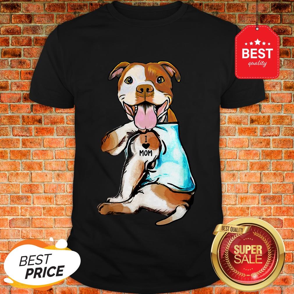 Nice American Staffordshire Terrier I Love Mom Tattoos Shirt