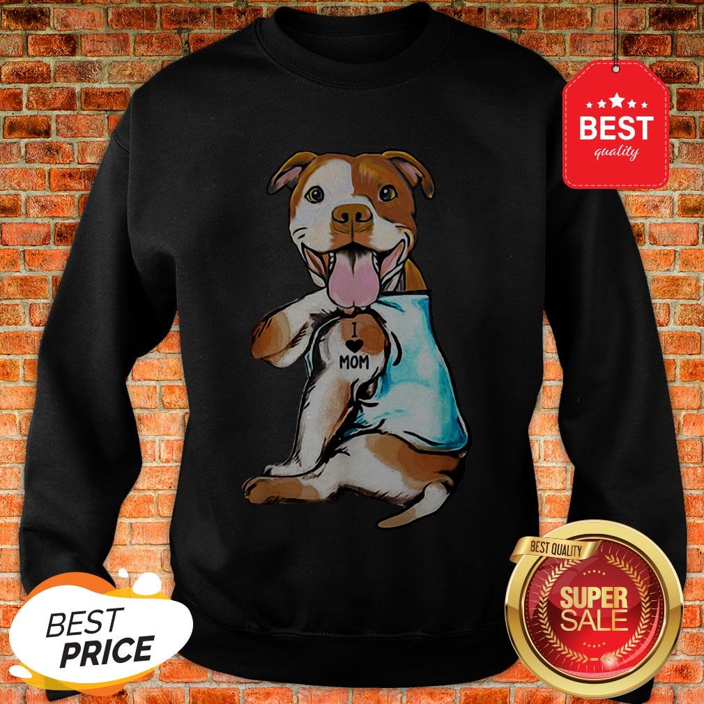 Nice American Staffordshire Terrier I Love Mom Tattoos Shirt