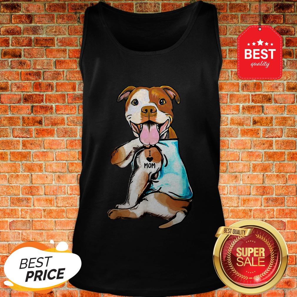 Nice American Staffordshire Terrier I Love Mom Tattoos Shirt