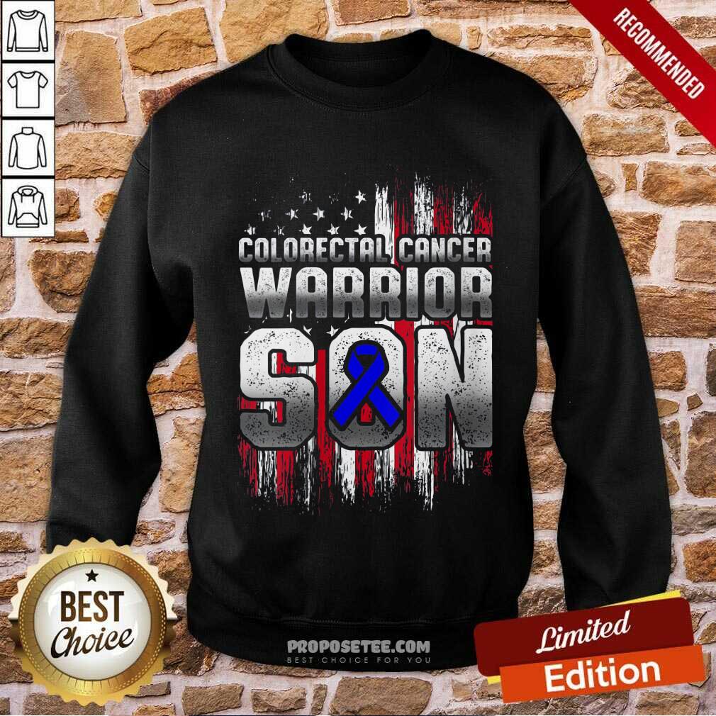 Nice Colorectal Cancer Warrior Son Ribbon American Flag Shirt